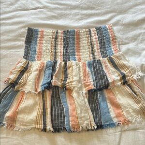Aerie Blue and Pink Smocked Bubble Mini Skirt